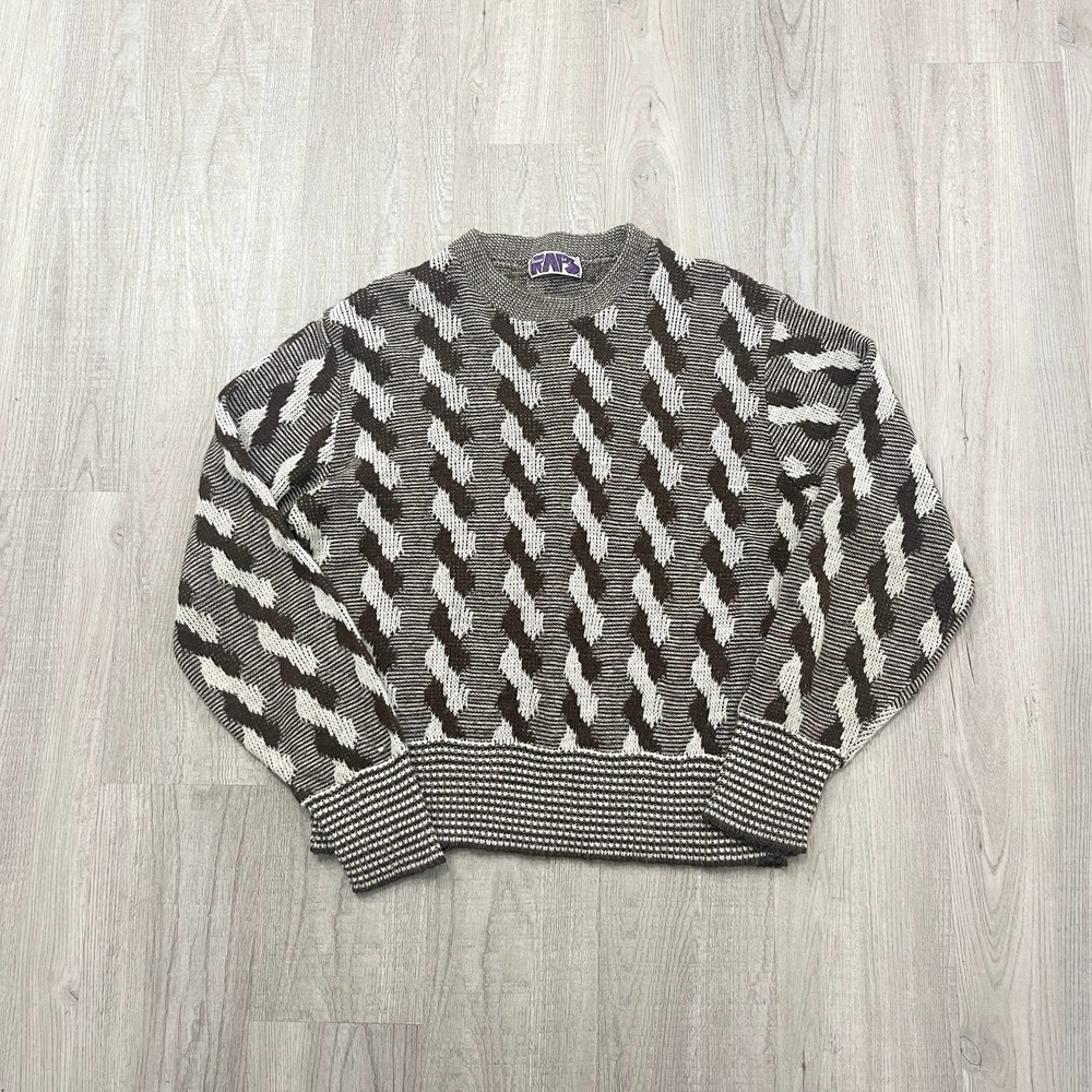 VINTAGE 1980s Geometric Lightweight Crewneck Sweater Size Medium M Women's